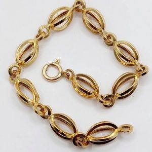 French Art deco 18k gold bracelet with large domed oval links